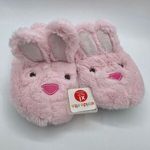Stride Rite Fuzzy Bunny Faux Fur Pink Kids Slippers Size 13/1 XL House Shoes NEW